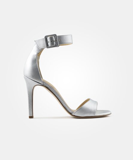 Paul Green 7582-083 strappy high-heel sandal in silver metallic