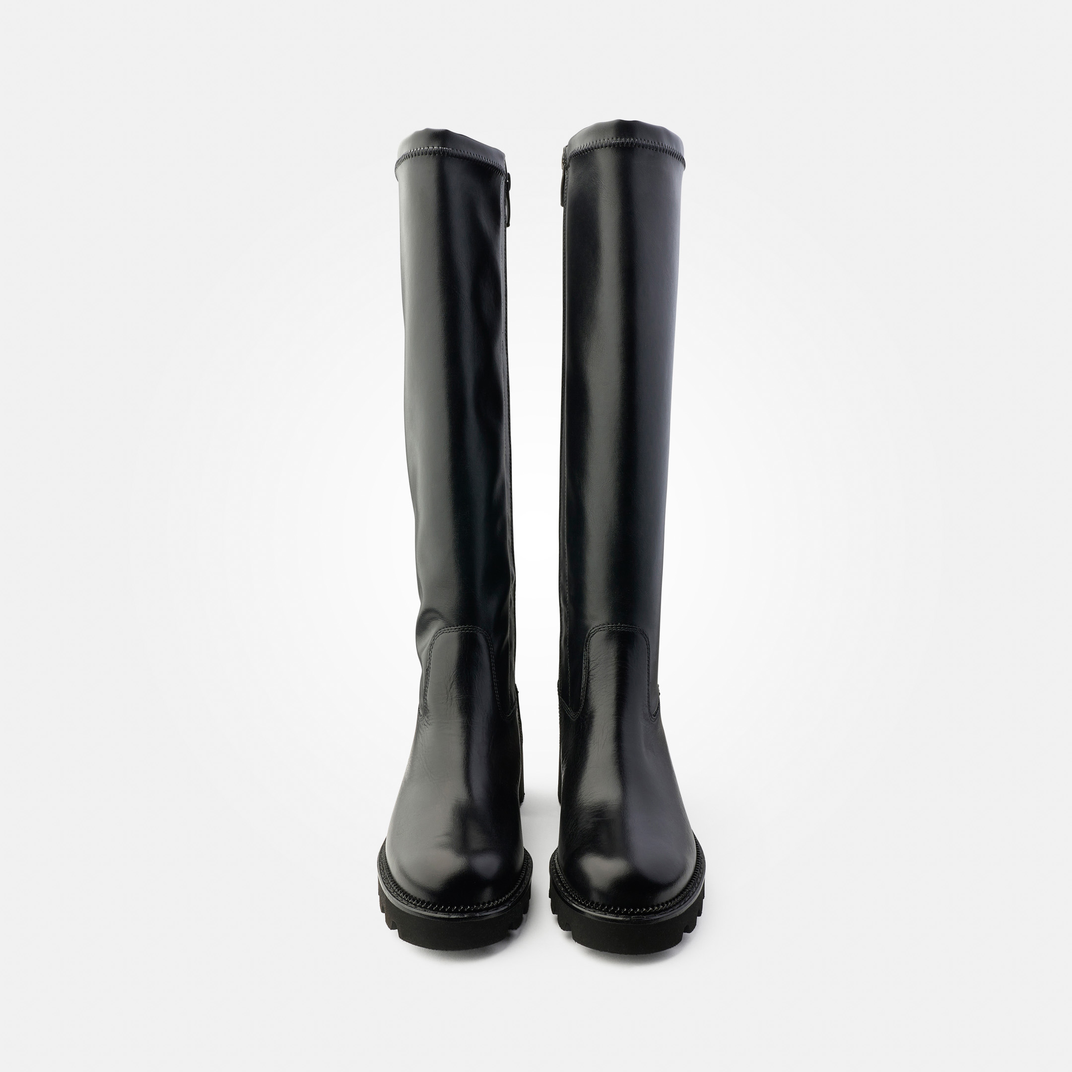 Stiefel Kunstleder Schwarz , Gr. 40 - 47 RV, Neu, 11 Cm Absatz, Länge