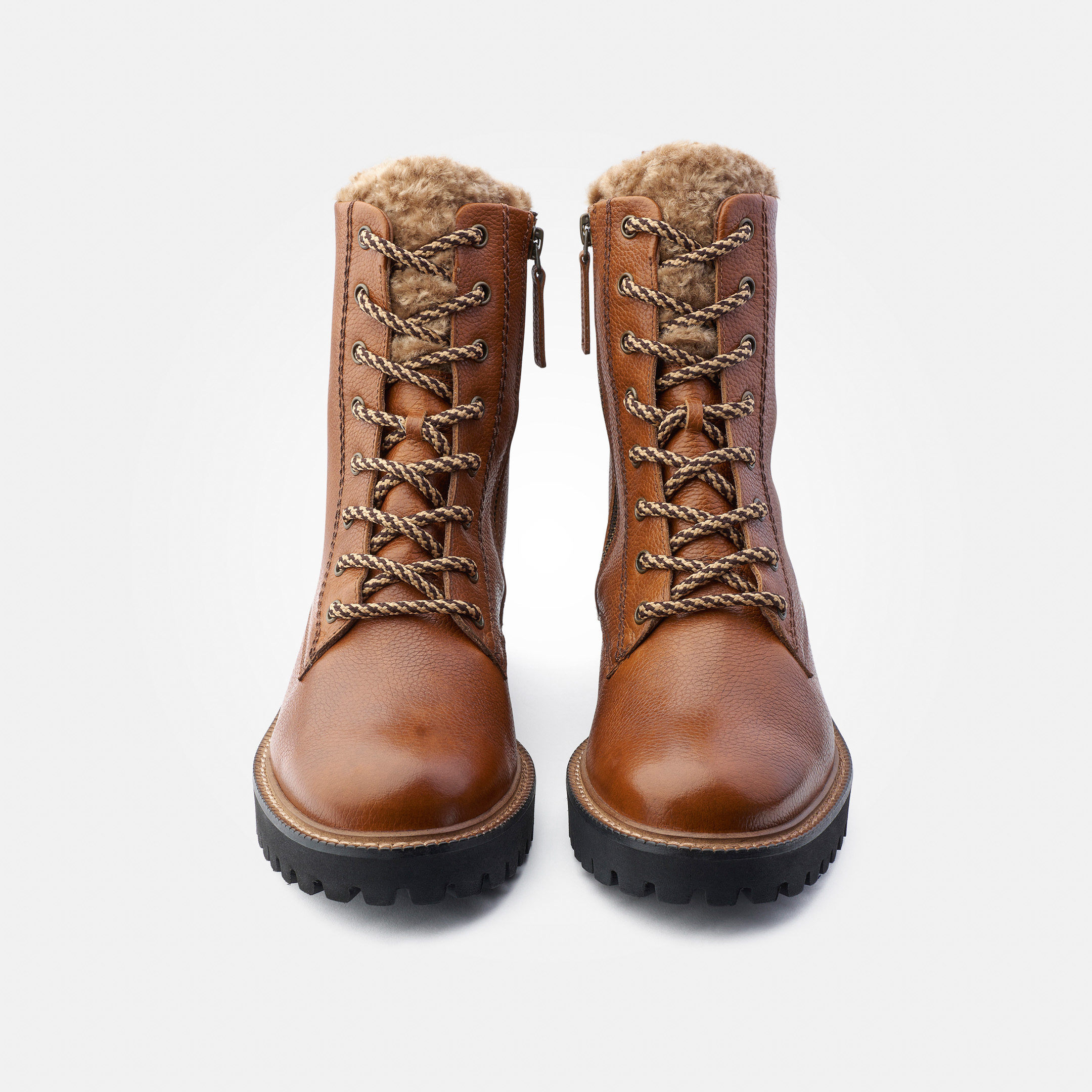Women’s Paul Green Rust colored Leather Zip Ankle Boots Lace-up boots with warm lining, in brown - Paul Green main image 2