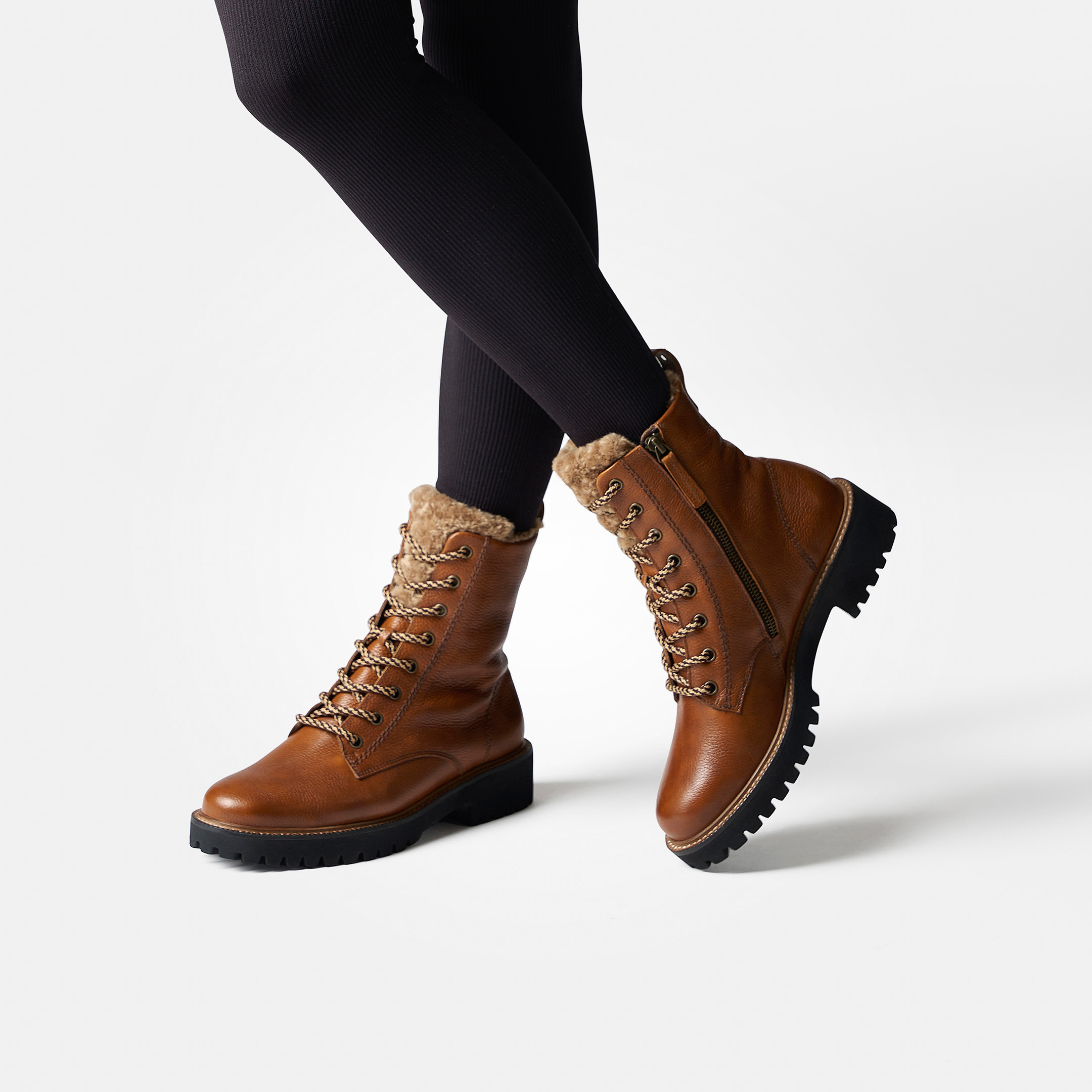 Lace-up boots with warm lining, in brown - Paul Green